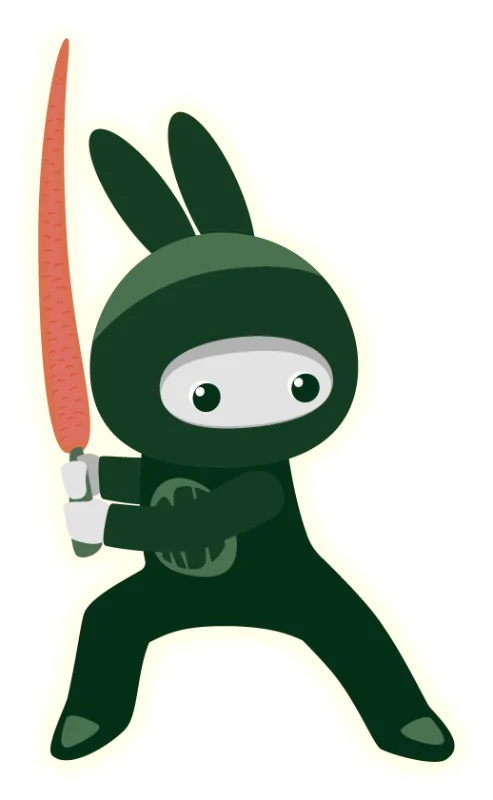 Tizu, la hase ninja, carotte-épée dressée